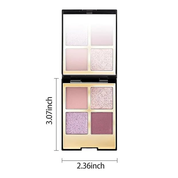 4 Colors Eyeshadow Makeup Palette,Nude Pink Purple Highly Pigmented Natural Neutral Nude Eye Shadow Palette with Mirror,Lo...