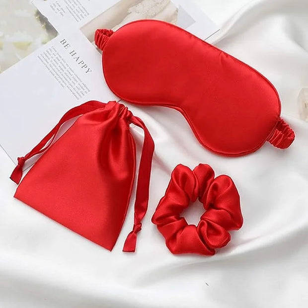 Silk Satin Sleeping Eye Mask, Red Sleep Eye Night Blindfold for Women and Men, Soft Breathable Blackout Eyeshade Eye Cover...