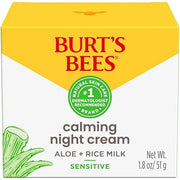 Burt's Bees Calming Night Cream, With Aloe and Rice Milk, Face Moisturizer For Sensitive Skin Infuses Skin With Moisture W...