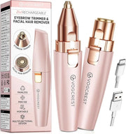 Eyebrow Facial Trimmer: 2 in1 Rechargeable Facial Hair Removal and Eyebrow Shaver - Face Lips Body Painless Facial Razor w...
