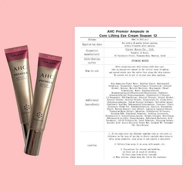 Deep Hydration & Brightening, Korean eye cream for AHC PREMIER AMPOULE IN EYE CREAM Season 12, (1.35 fl.oz. X 2ea) - Produ...