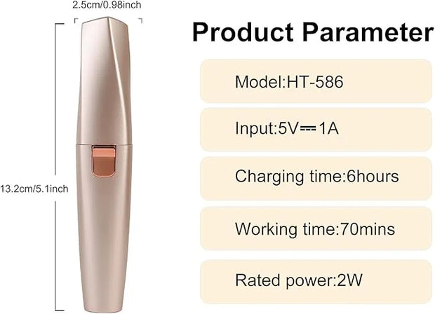 Hatteker Eyebrow Facial Trimmer, 2 in1 Rechargeable Hair Removal and Eyebrow Shaver - Face Lips Body Painless Razor with B...