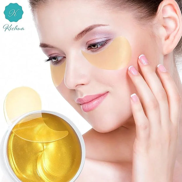 24K Gold Under Eye Patches For Wrinkles- Gold Eye Patches for Puffy Eyes - Dark Circles Under Eye Treatment - Anti-aging G...