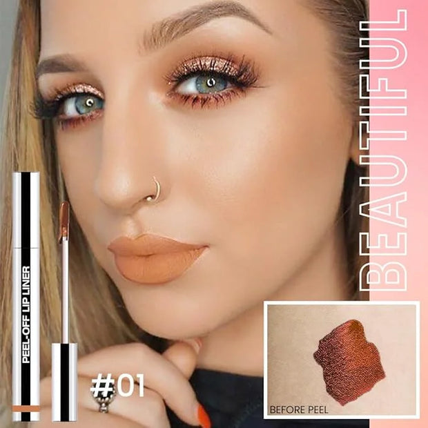 Matte Lip Stain Peel Off Lip Liner, Orange Brown Peel Off Lip Stain Tattoo,Long Lasting & Waterproof Peel Off Lip Gloss Li...