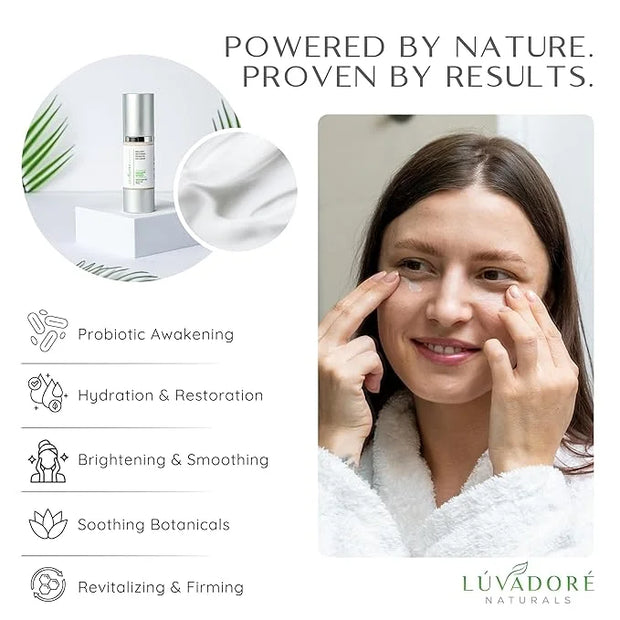 Brilliant Restoring Probiotic Eye Cream – Under Eye Cream with Caffeine, Green Tea, Hyaluronic Acid, Botanical Ingredients...