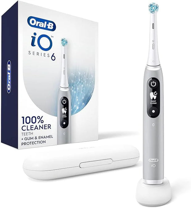 Oral-B iO Series 6 Rechargeable Electric Toothbrush with Visible Pressure Sensor to Protect Gums, 2 Minute Timer, 5 Cleani...