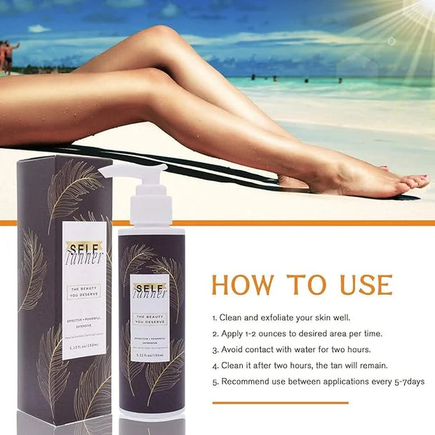Self Tanner Sunless Tanning Lotion — indoor tanning lotion for tanning beds outdoor Sun-Kissed Glow Non-Transfer Bronzing ...