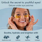 Blue Oasis Under Eye Patches for Puffy Eyes and Dark Circles - 20 Pairs Brightening 24K Gold Eye Mask, Hyaluronic Acid and...