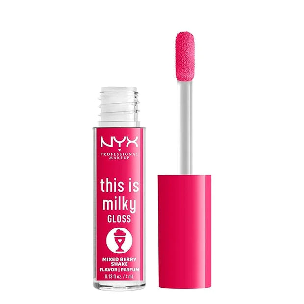 NYX PROFESSIONAL MAKEUP This Is Milky Gloss, Lip Gloss with 12 Hour Hydration, Vegan - Mixed Berry Shake (Raspberry) - Pro...