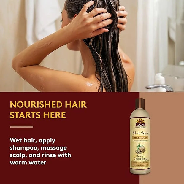 OKAY AFRICAN BLACK SOAP SHAMPOO 12oz / 355ml - Product Image