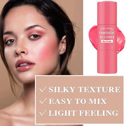 Cream Blush Stick with Brush,Waterproof Multi Cream Makeup Stick,Lightweight,Long-lasting,2 in 1 Multi Blush for Cheeks & ...