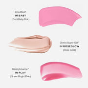Saie SaieGlow Starter Kit - Hydrating + Highlighting Makeup Kit with Glowy Super Gel in Roseglow, Dew Blush in Baby, and G...