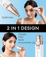 VOGCREST Hair Trimmer, 2 in 1 Facial Hair Remover & Eyebrow Trimmer for Women - Rechargeable, Portable, LED Light (White) ...