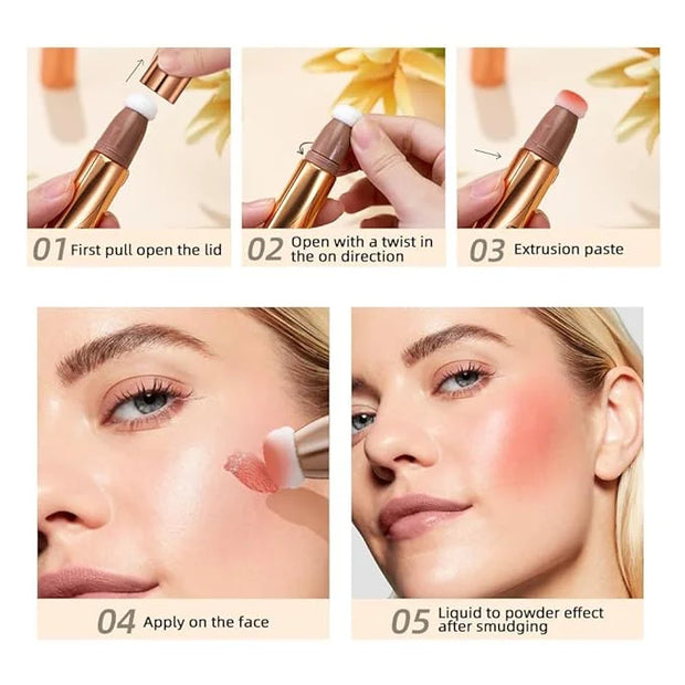 2 in 1 Multifunctional Makeup Pen, Contour Blush Highlighter, Pearl Fine Shine, Matte Natural Brighten Face Makeup (4, 1) ...