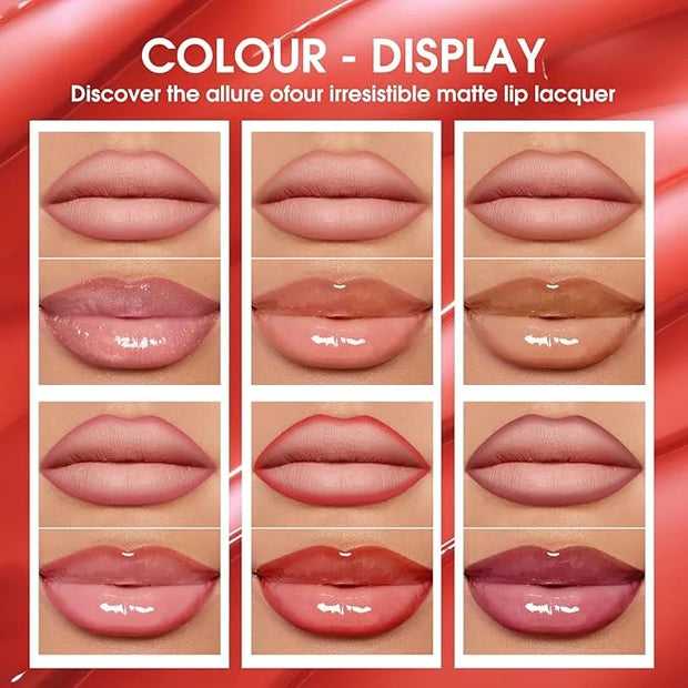 LANGMANNI 6 Matte Lip Liner With 6 Nourishing Lip Oil Lip Gloss Set, Long-Lasting And Hydrating 2 IN 1 Makeup Set, Beauty ...