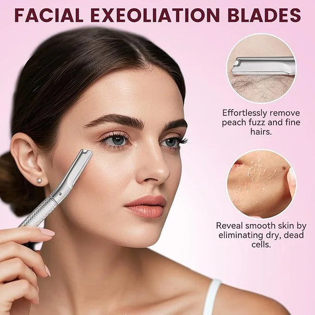 Eyebrow Razor and Face Razor for Women, Reusable Metal Handle with 12 Refill Blades and Protective Silicone Cap, Eyebrow H...