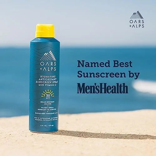 Oars + Alps Hydrating SPF 30 Sunscreen Spray, Infused with Vitamin C and Antioxidants, Water and Sweat Resistant, 6 Oz, 2 ...