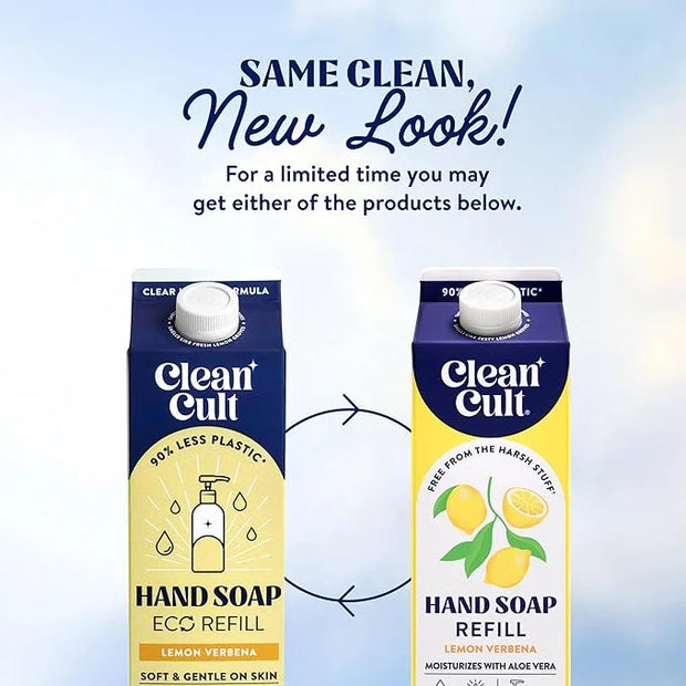 Cleancult Liquid Hand Soap Refills - Lemon Verbena - Moisturizes Dry & Sensitive Skin - Made with Aloe Vera & Essential Oi...
