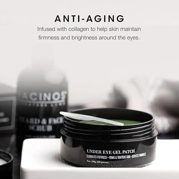 Pacinos Under Eye Gel Patches - Eliminates Puffiness, Smoothes Wrinkles, Brightens Under Eye Darkness, Firms & Tightens Sk...