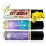 Anna's Secret Skin Care Roll On Travel Pack 3-10ml, Clear Complexion Serum, Skin Renewal Serum, Eye Serum - Product Image