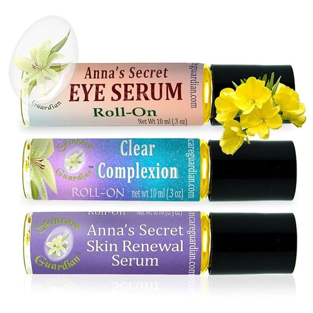 Anna's Secret Skin Care Roll On Travel Pack 3-10ml, Clear Complexion Serum, Skin Renewal Serum, Eye Serum - Product Image