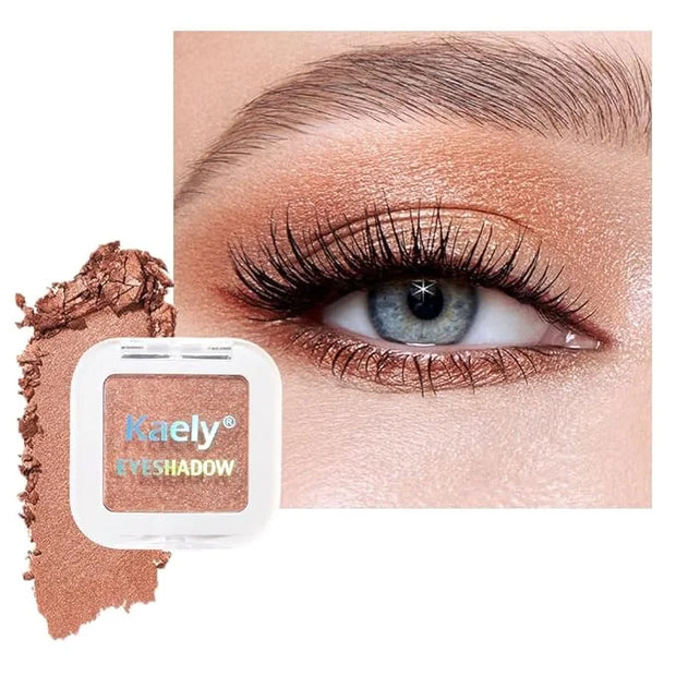 Light Brown Glitter Eyeshadow – Champagne Copper Shimmer Eye Shadow, Daily Waterproof Long-Lasting Eyeshadow Powder Palett...