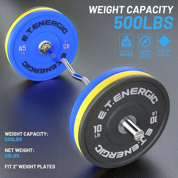 47" Olympic EZ Curl Bar 500-lbs Capacity Steel 2" Barbell - Product Image