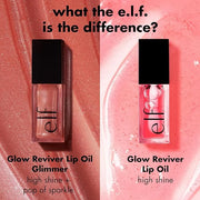 e.l.f. Glow Reviver Lip Oil, Nourishing and Hydrating with High-Shine Glimmer Finish & Sheer Wash Of Color, Minty Scent, N...