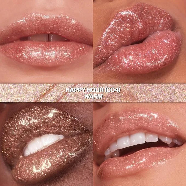 REVLON Super Lustrous Glimmer Gloss, Non-Sticky Lip Gloss, High-Shine Finish, Plant-Based Glitter, 004 Happy Hour, 0.13 fl...