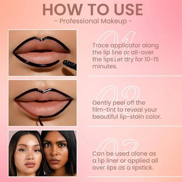 Matte Lip Stain Peel Off Lip Liner, Orange Red Peel Off Lip Stain Tattoo,Long Lasting & Waterproof Peel Off Lip Gloss Lip ...