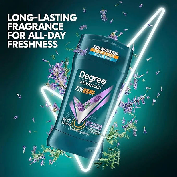 Degree Men Antiperspirant Deodorant Stick Deep Cedar & Lavender 4 Count 72-Hour Sweat and Odor Protection Deodorant for Me...