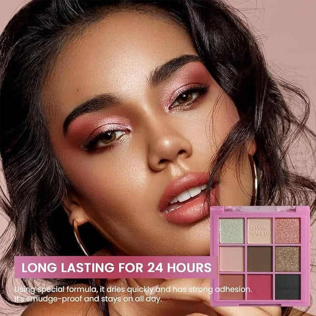 Eyeshadow Palette Makeup- 9 Colors Pink Bown Black Smoking Eyeshadow Palette Matte Shimmer Eye Shadow palettes Highly Pigm...