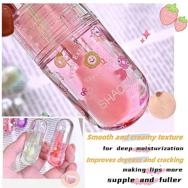 4 Pcs Lip Gloss Oil Set, Fruit Flavored Lip Gloss Set Cute Lip Jelly Hydrating Lip Make-Up for Kids and Teens, Kid Friendl...