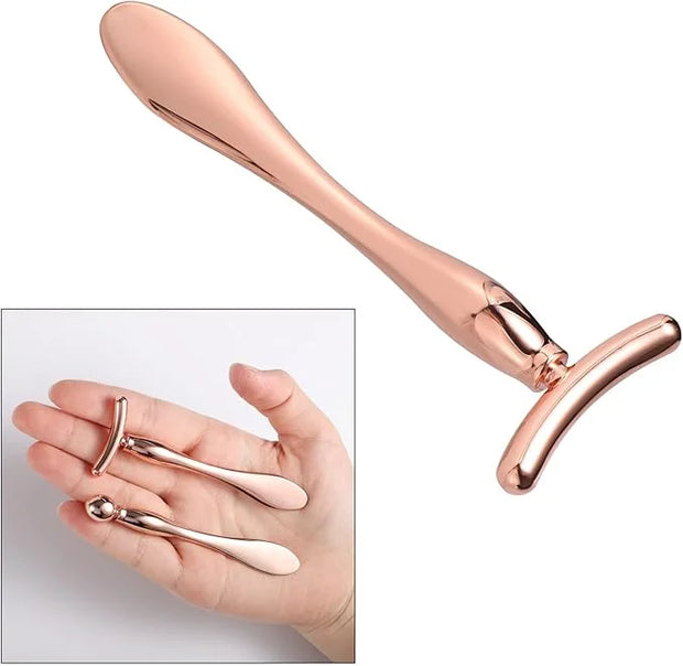 Pimoys 2 Pcs Metal Eye Cream Applicator Face Roller Massager Tool,Eye Massage Wand Stick Women for Facial Massager for Red...