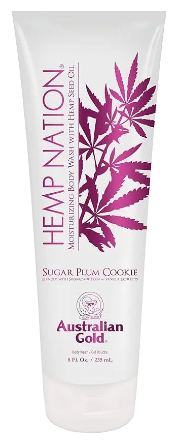 Australian Gold Hemp Nation Sugar Plum Cookie Bundle - Tan Extender Body Lotion (18 FL Oz) and Body Wash (8 FL Oz), Delect...