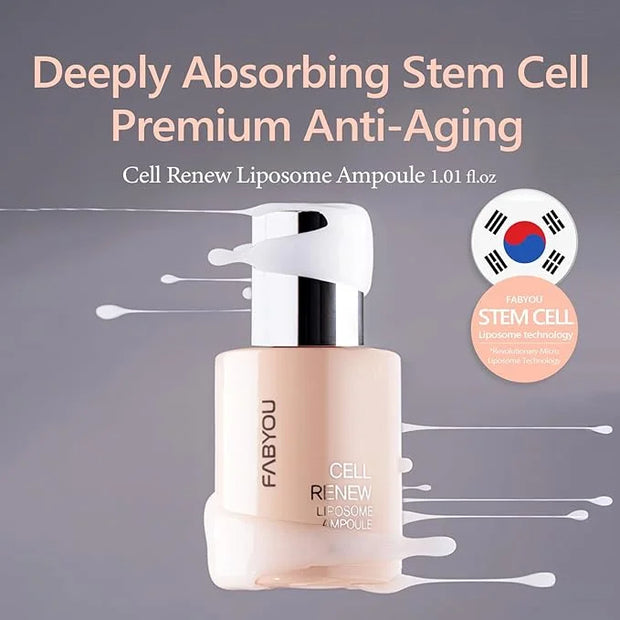 FABYOU Stem Cell Skin Recovery Duo – Korean Skin Care Set for Anti-Aging, Overnight Repair with EGF Cell Renew Ampoule & P...