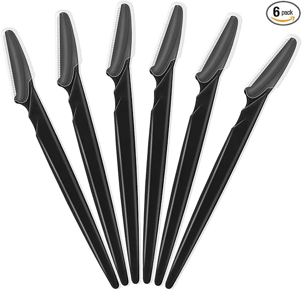 6 Pcs Black Eyebrow Razor, Face Razors Multipurpose, Facial Razors for Women Men, Eyebrow Trimmers Shaver with Protective ...