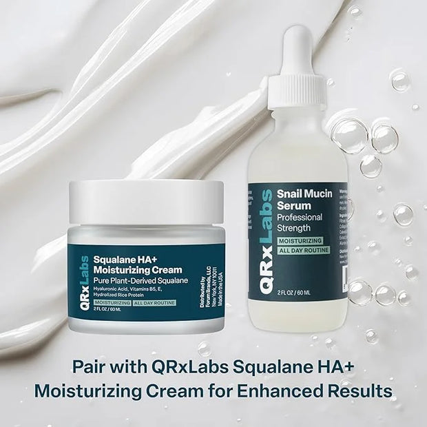QRxLabs Snail Mucin Serum – Hydrates, Plumps & Brightens – With Collagen for Firm, Radiant Skin – Gently Exfoliates for a ...