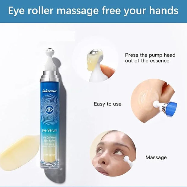 Eye Serum with Roller ball, 15 ML Eye Cream for Dark Circles and Puffiness, Anti-Aging Under Eye Roller Cream Reduce Wrink...