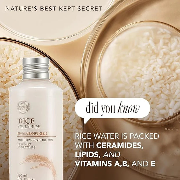 The Face Shop Rice Ceramide Moisturizing Emulsion - Rice Extract - Lightweight Face Moisturizer - Brightening - Hydrating ...