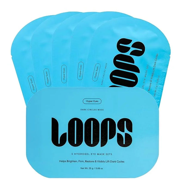 LOOPS Hyper Smooth Eye Hydrogel Eye Mask - 5 Pc Brighten, Hydrate, Nourish and Help Reduce Dark Circles for Refreshed Eyes...