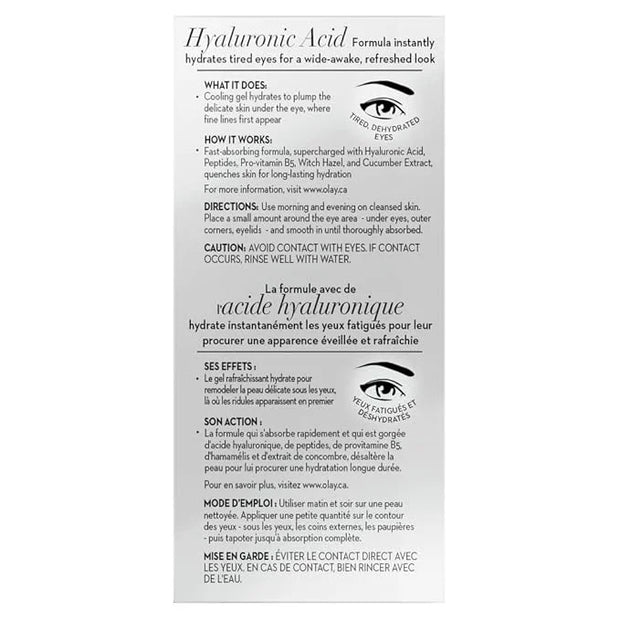 Olay Deep Hydrating Eye Gel with Hyaluronic Acid for Tired Eyes, Hydrating Gel, Cucumber, 0.5 Fl Oz - Product Image