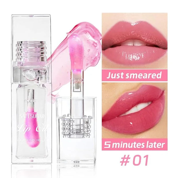 Magic Color Changing Lip Oil, Moisturizing Lip CareNon-Sticky Tinted Glitter Lip Glow Oil for Dry Lips Lip Care.(Color Cha...