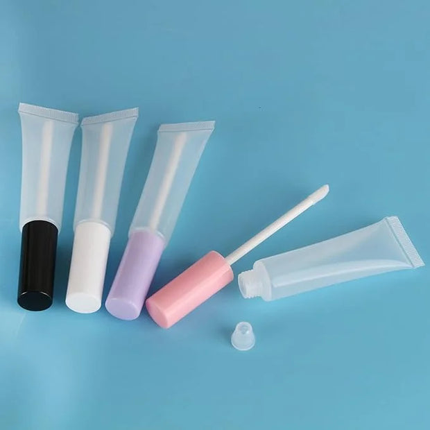 COSIDEA 50 pack Empty White 15ml Squeeze lip gloss tubes with wand 0.5oz soft lipgloss container chapstick containers empt...