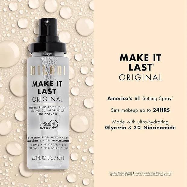 Milani Make It Last Original - Natural Finish Setting Spray 3-in-1 Setting Spray and Primer- Prime + Correct + Set Makeup ...