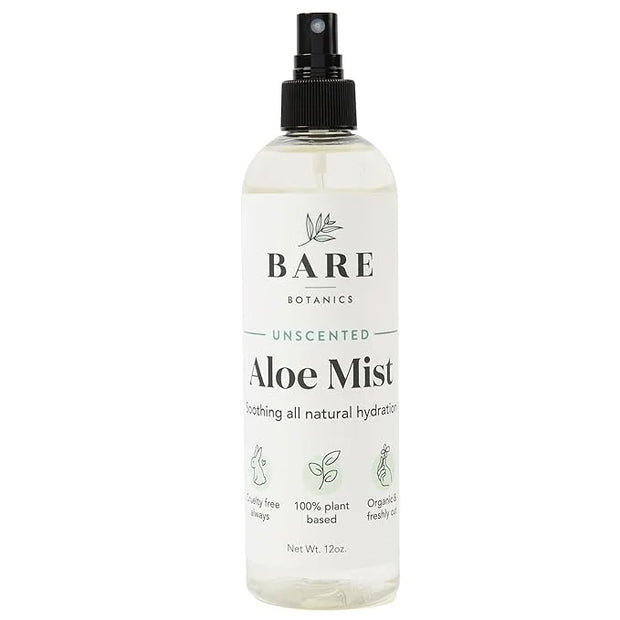 BARE BOTANICS Cooling Aloe Spray for Skin & Hair - Large 12oz | Sunburn Spray & Aloe Hair Moisturizer | 99.66% Pure Unscen...