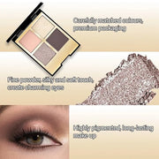 4 Colors Eyeshadow Makeup Palette,Nude Rose Gold Highly Pigmented Natural Neutral Nude Eye Shadow Palette with Mirror,Long...