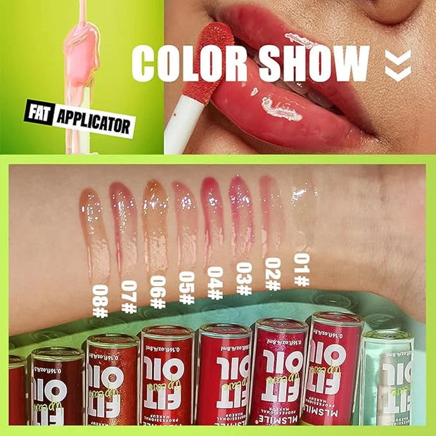 Hydrating Lip Oil, Big Brush Head Lip Glaze Shiny Transparent Lip Glow Oil, Nourishing & Non-sticky Long Lasting Fresh Cle...