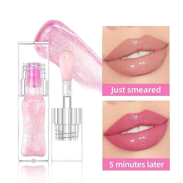 LANGMANNI Hydrating Lip Glow Oil,Moisturizing Nourishing Lip Oil,Light Colour Gloss Tinting And Non-sticky Lip Oil For Dry...