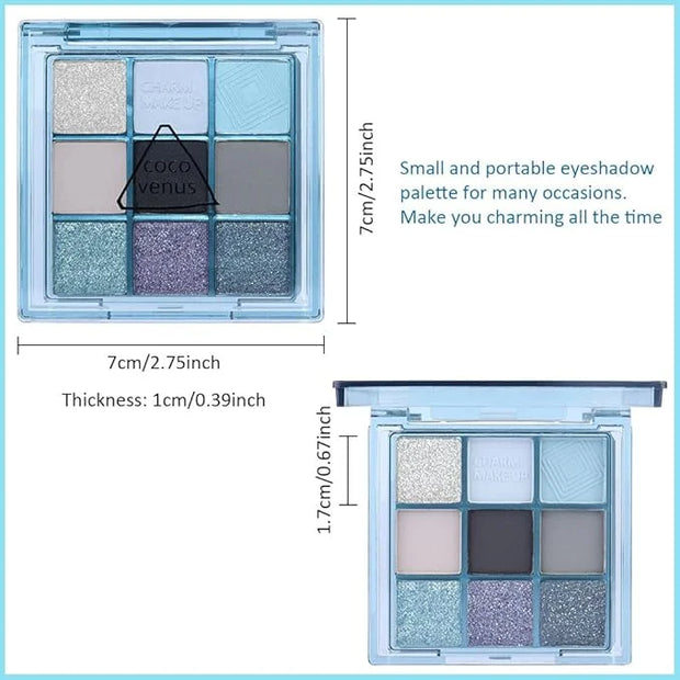 Eyeshadow Palette Makeup- 9 Colors Navy Blue Colorful Eyeshadow Palette Matte Shimmer Natural Eye Shadow palettes Highly P...
